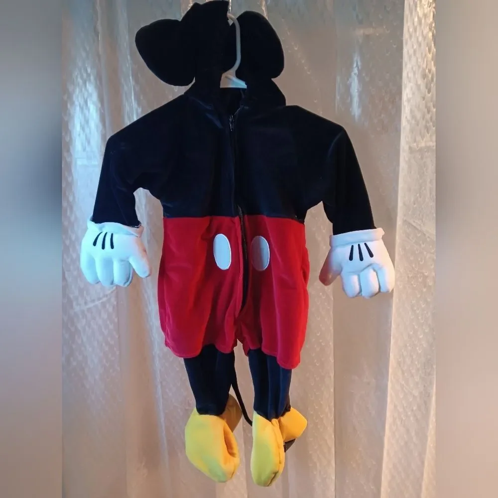 Kids Mickey Mouse Costume - Black and Red Size 6-12 Months Preowned - Picture 2 of 12